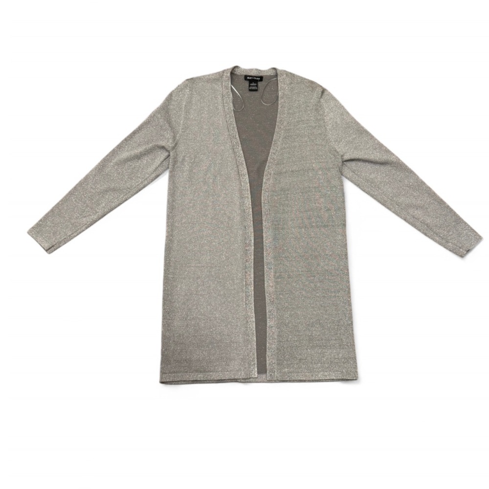 Select + Trend Metallic Gray Open Cardigan (NWT)